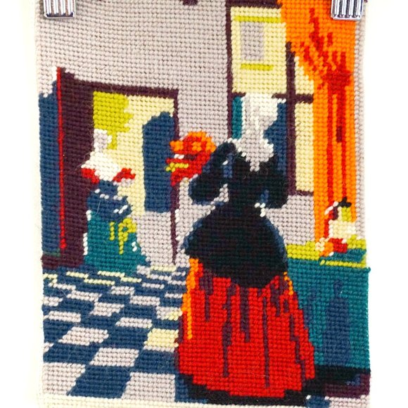 Vintage Needlepoint Victorian Scene / Embroidery - Picture 2 of 3